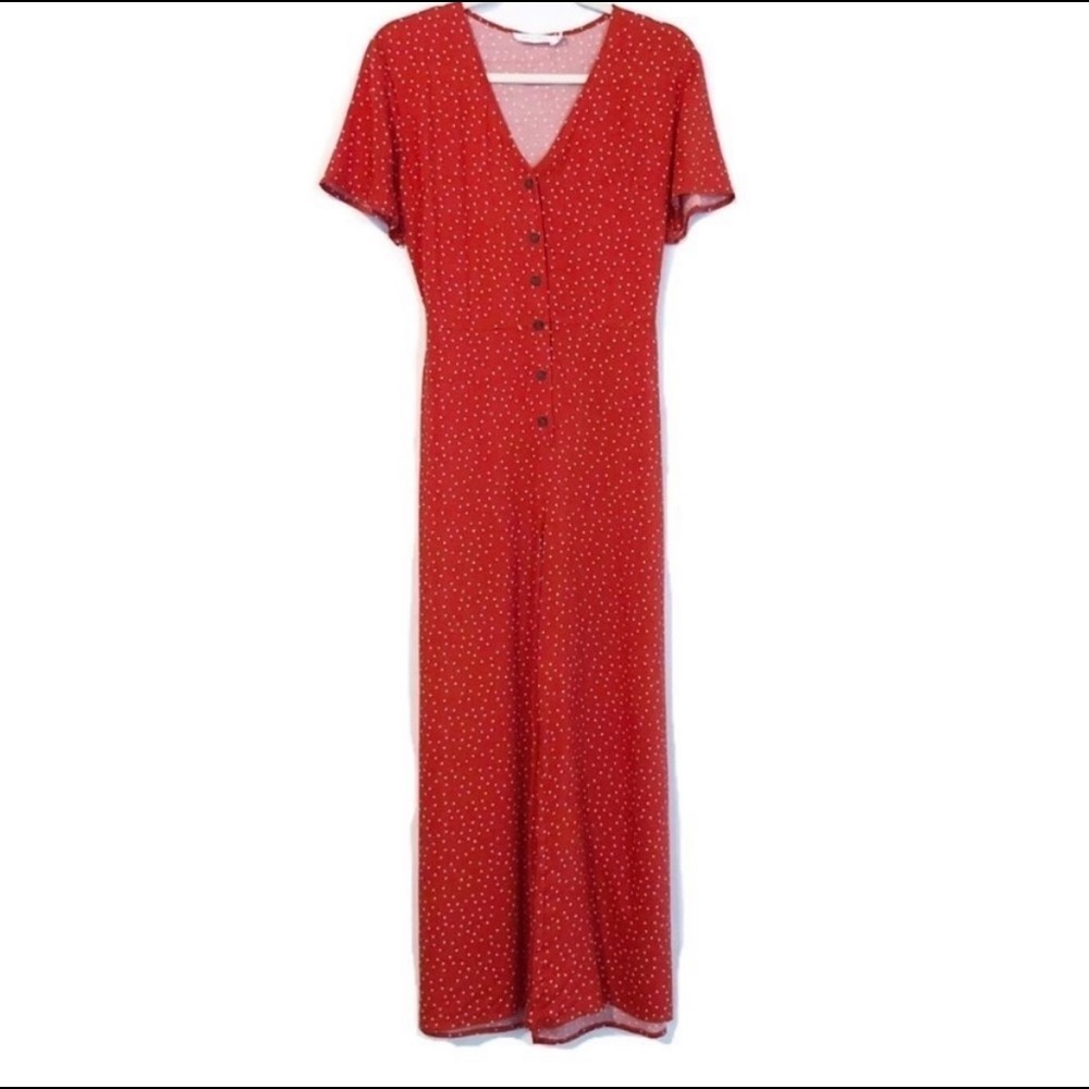 All in favor polka dot red and white jumpsuit